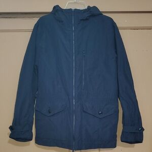 J. Crew Men's Dark Blue Hooded Raincoat- Shell Only